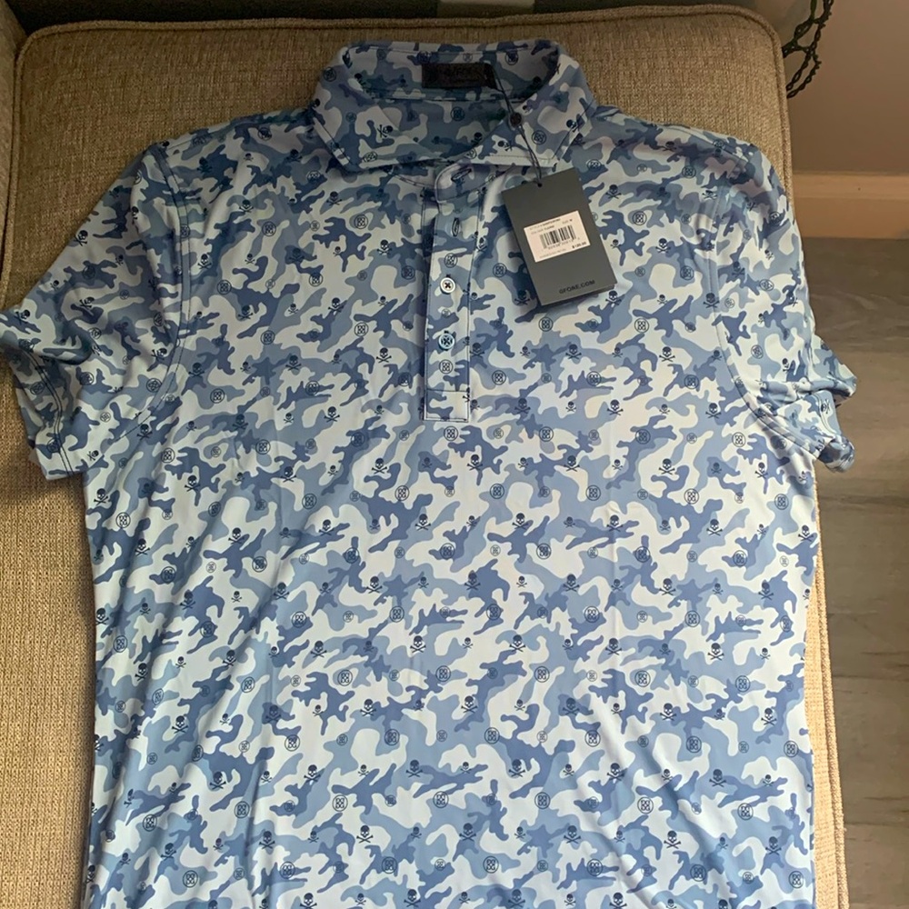 Premium Men’s golf polo, Medium, blue and grey, g/fore, designer, brand new